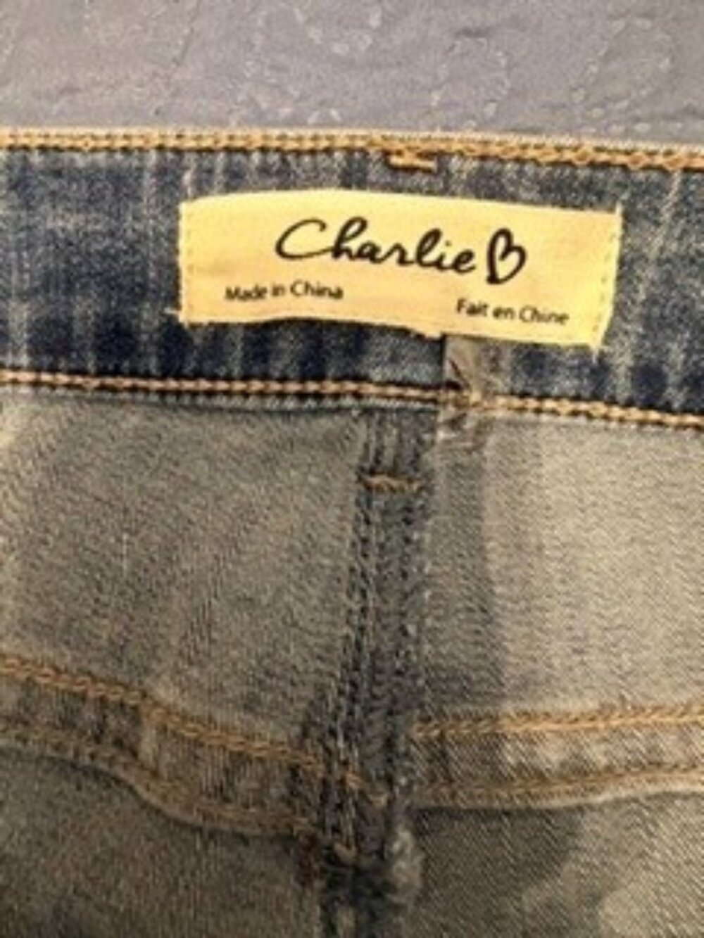 Charlie B Cropped Flare Jeans with Floral Hem - Picture 2 of 4